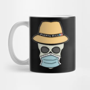 Puerto Rico Boricua Masked Skull Fedora Hat Mug